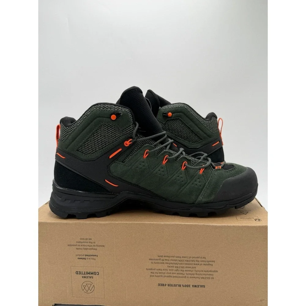 Salewa Alp Mate Mid Men's Waterproof Shoe Hiking Boot Black Green Size 12.5